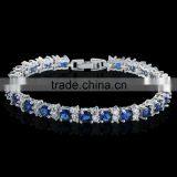 Wholesale Jewelry Sapphire Gemstone Tennis Bracelet in White Gold Plated thumbnail-2