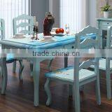 Mediterranean Style Dining Set, Sailing Boat Handpainting Dining Table With 4 Chairs, Wooden Dining Room Furniture (BF01-X1154) thumbnail-4