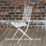 Antique Black Foldable Wrought Iron Mosaic Chair thumbnail-4