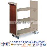 Metal Library Book Cart,Steel Library Book Trolley thumbnail-1