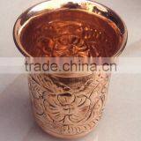 NICELY EMBOSSED HAND 100% PURE COPPER CUP TUMBLER FOR WATER, BEER, MOSCOW MULE, VODKA thumbnail-3