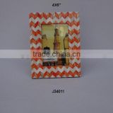 Bone mosaic orange chevron Photo frame Available in all photo Sizes