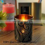 for Wedding Candelabra Metal Dark Purple Glass Decorative Candlestick Candle Holders thumbnail-4