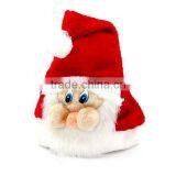 China Products New Design Pattern Fabric Xmas Cap Wool Felt Christmas Santa Claus Hat With Pompon for Photo Prop Newborn Infant thumbnail-1