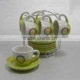 6sets Double Glazed Ceramic Coffee Mugs Set With Logo and Rack thumbnail-1