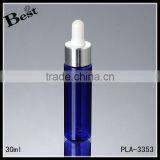 Wholesale Promotion Cosmetic Blue Pet Golden Aluminum Perfume Essential Oil Beard Oil 30ml Plastic Dropper Bottle thumbnail-3