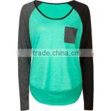 Wholesale Women Raglan Shirt / Women Raglan Sleeve Shirt With Pocket