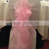 Pink Spandex Chair Cover With Lace Sash for Wedding thumbnail-1