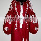 Boho Clothing Ukrainian Vyshyvanka Embroidery Designs Linen Dresses With Tassel Long Sleeve Maxi Dresses HSD5766 thumbnail-4