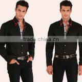 Mens Italian Slim Fit Shirt Contrast Collar Fashion Dress Shirts thumbnail-6