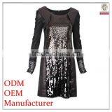 High Fahsion Stylish Contrast PU New Model Casual Long Dresses thumbnail-1