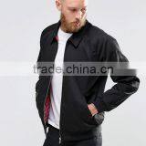 Custom Adults Best Price High Quality New Design Durable Ribbed Collar 100% Cotton Woven Black Casual Men Bomber Wind Jacket thumbnail-1