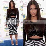 2 Pieces New Arrival KIardashian PU Leather Top Zebra Bandage Dress Brand Club Party Bodycon Dress thumbnail-2