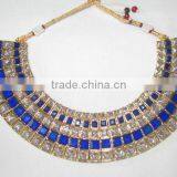 Crystal Blue White Gold Plated Designer Necklace Earring Set thumbnail-1