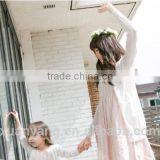 Hot Selling Wholesale Srtipe White Flower New Model Mother Daughter Matching Girl Dress thumbnail-4