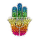 Lastest New Design Crystal Strass Sticker Rainbow Hamsa Hand Rhinestone Sticker Evil Eye Sticker DIY thumbnail-1