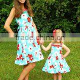 Match Mom And Daughter Dress Girls Vintage Flower Beautiful Twril Dress thumbnail-5
