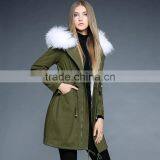 2016 Latest Designs Lady Casual Army Green Winter Women's Lady Overcoat thumbnail-3