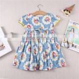 Summer Beautiful Short Sleeve Dress Girls Printing One Piece Cotton Dress thumbnail-2