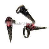 New Fashion Punk Unadjustable Fingertip Knuckle Nail Rings Antique Bronze Halloween Spider Carved Red Rhinestone Enamel 14.7mm thumbnail-1