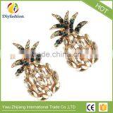 Cute Champagne Pineapple Shaped Luxury Women Wedding Charm Statement Earrings Cheap Wholesale Stud Earrings thumbnail-3