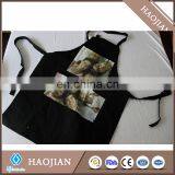 Sublimation Black Aprons,100% Durable Cotton With White Poly Double-pocket, Adjustable Neck and Waist Straps