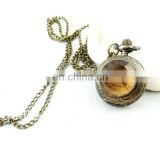 W132 wholesale Antique brass bronze pocket watch chain charm pendant watch necklace nickel free lead free