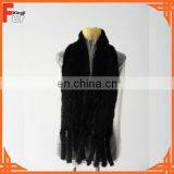 Knitted Mink Fur Shawl in Natural Black