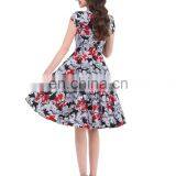 Belle Poque Stock Cap Sleeve V-Neck 17 Patterns Cotton Vintage Retro 50s Dress BP000001-4 thumbnail-3