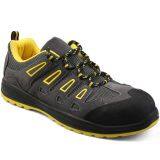 Hot Selling Cheap Fly Knit Fabric and Suede Leather Safety Shoe With Steel Toe and Steel Plate thumbnail-1