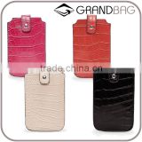 high quality handmade crocodile leather phone case with edge coats and small flap custom logo phone sleeve for iphone