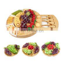Hot Sale Organic Bamboo Cheese Cutting Board Include 3 Ceramic Plates thumbnail-4