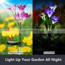 Outdoor Garden Solar Decorative Waterproof Multi Color Lily Flowers Stake LED Lights thumbnail-3