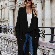 SW09 Womens Long Sleeve Open Front Cardigans Chunky Knit Draped Sweaters Outwear thumbnail-2