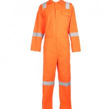 Cotton Jumpsuit With Reflective Strip Fashion Design - Orange 100% Cotton 190g