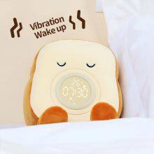 Cute Cartoon Toast Soft Plush Sleep Trainer Night Light LED Digital Table Alarm Clocks Kids Bady Children Gift thumbnail-3