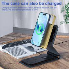 Portable 3 in 1 Wireless Charger Mobile Phones Foldable Fast Smart Magnetic Charging Convenient for IPhone 15 14 thumbnail-4