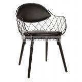 Replica Italian Elegant Design Wooden Frame With PU Seat Stlylish Metal Wire Pina Chair by Jaime Hayon for Dining Room thumbnail-3
