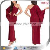 Chiffon Cape Dress Fancy Dress Red Cape Gown Kimono Maxi Long Sleeve Dress Red One Shoulder Cocktail Dresses thumbnail-1
