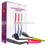 FDA Grade nylon kitchen utensil set for 3 pcs with TPR handle and include holder