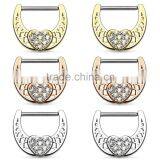 Crystal Paved Heart Nipple Ring Clicker thumbnail-1