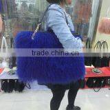 Mongolia Sheep Fur Handbag Genuine Lamb Fur Tote Bags Quality Choice thumbnail-2