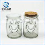 Glass Mini Pudding Bottle Heart-shaped Pudding Jar With Wood Cork Top