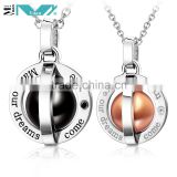 Ball in Cage Pendant Necklace Stainless Steel Globe Couple Necklaces