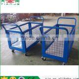 Noiseless With Brake System Wheel Platform Cart Metal Mesh Side Hand Platform Truck