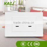 American Standard Double 2 Pin 4 Pin Wall Mount Electrical Power White Socket Outlet thumbnail-3