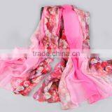 Fashion Active Dying Floral Pattern Scarf 100% Polyester Silk Scarves for Women thumbnail-3