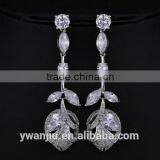 Wholesale Stock Small Order Fashion Women Long Style Rose Flower Zircon Earrings thumbnail-2