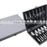 24pcs Stainless Steel Flatware Set in Red Wooden Box and High Quality and Low Price thumbnail-1