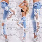Women Denim Pants Wholesale Price Sexy Lace Jeans thumbnail-1